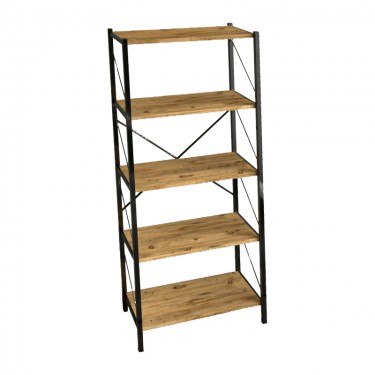 Βιβλιοθήκη Bimblem oak με μαύρο μέταλλο 60x30x150εκ Υλικό: METAL - MELAMINE 197-000334