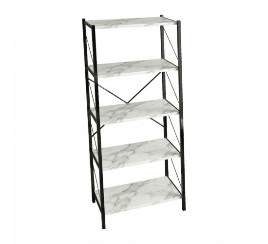 Βιβλιοθήκη Bimblem λευκό μαρμάρου με μαύρο μέταλλο  60x30x150εκ Υλικό: METAL - MELAMINE 197-000335