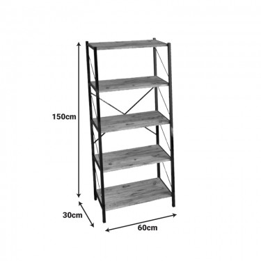 Βιβλιοθήκη Bimblem λευκό μαρμάρου με μαύρο μέταλλο  60x30x150εκ Υλικό: METAL - MELAMINE 197-000335