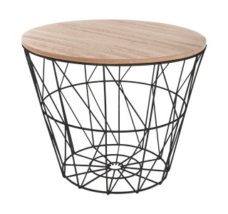 Βοηθητικό τραπέζι σαλονιού Jacot oak-μαύρο Φ38x30,5εκ Υλικό: METAL - MDF 199-000097