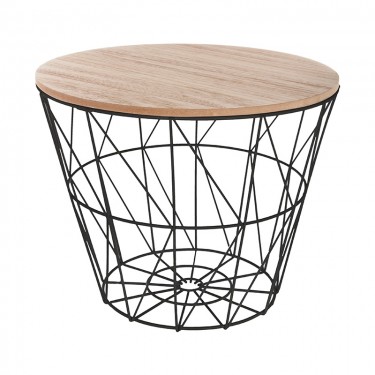 Βοηθητικό τραπέζι σαλονιού Jacot oak-μαύρο Φ38x30,5εκ Υλικό: METAL - MDF 199-000097