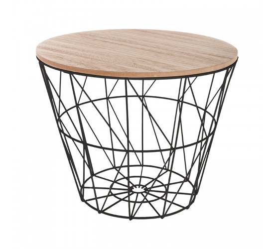 Βοηθητικό τραπέζι σαλονιού Jacot oak-μαύρο Φ38x30,5εκ Υλικό: METAL - MDF 199-000097 Βοηθητικό τραπέζι σαλονιού Jacot oak-μαύρο Φ38x30,5εκ Υλικό: METAL - MDF 199-000097