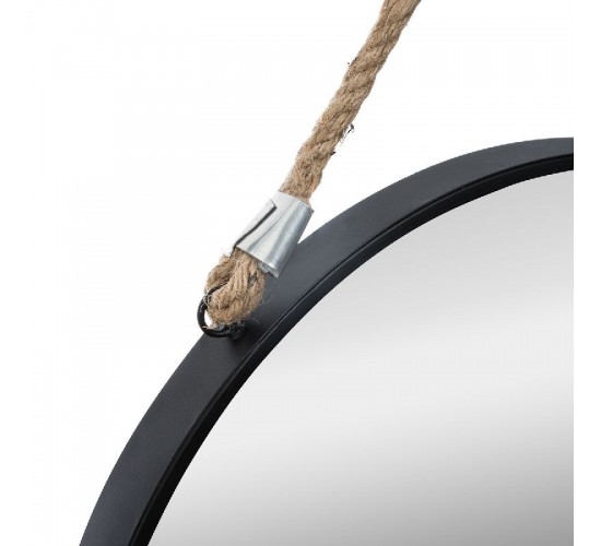 Καθρέπτης PWD-0074 μέταλλο μαύρο 38x3x38εκ Υλικό: METAL - JUTE 199-000425