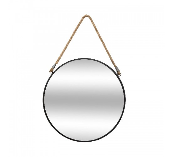 Καθρέπτης PWD-0074 μέταλλο μαύρο 38x3x38εκ Υλικό: METAL - JUTE 199-000425