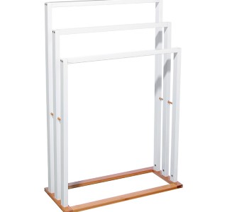 Κρεμάστρα επιδαπέδια Tower MDF-μπαμπού λευκό-φυσικό 55x24x82εκ Υλικό: BAMBOO - MDF 199-000498