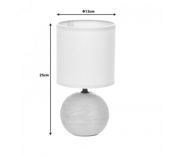 Επιτραπέζιο φωτιστικό PWL-1210 Ε14 60W κεραμικό γκρι Φ13x25εκ Υλικό: PVC - COTTON- CERAMIC 199-000514