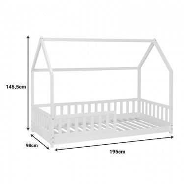 Παιδικό κρεβάτι Sleeper τ. Montessori ξύλο πεύκου σε λευκή απόχρωση 90x190εκ Υλικό: CONTRA PLAQUE 199-000635