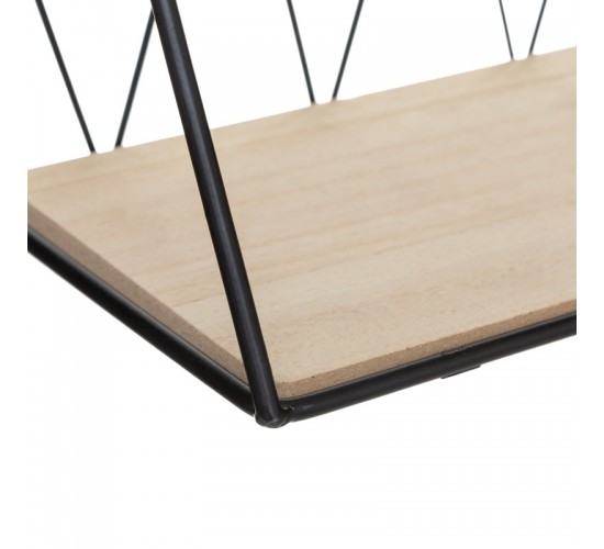 Ραφιέρα τοίχου Anneza μέταλλο-mdf σε φυσική-μαύρη απόχρωση 48x12x20εκ Υλικό: METAL - MDF 199-000665