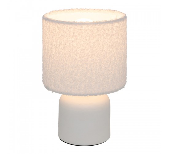 Επιτραπέζιο φωτιστικό Jela σε λευκή απόχρωση Φ14x22εκ Υλικό: TEDDY FABRIC - STEEL - PVC 199-000676