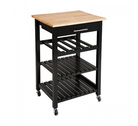 Τρόλεϊ-Ραφιέρα Claude mdf μαύρο - φυσικό  58x48x87.5εκ Υλικό: MDF 199-000686