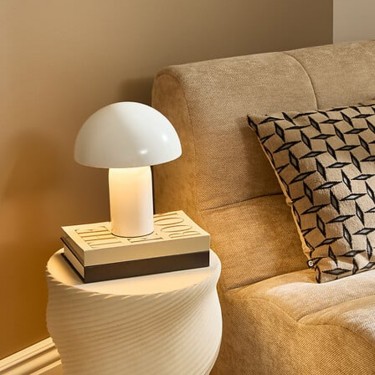 Επιτραπέζιο φωτιστικό Mushi μέταλλο λευκό Φ20x24,5εκ Υλικό: STEEL 199-000695