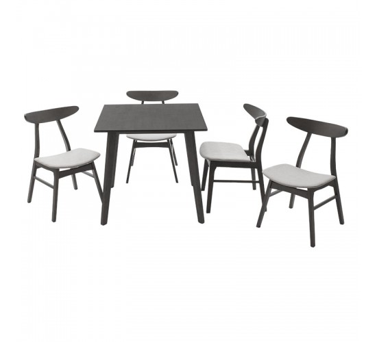 Tραπεζαρία Benson - Orlean σετ 5τμχ rustic grey - ύφασμα γκρι 80x80x75εκ Υλικό: RUBBER WOOD VENNER - FABRIC 200-000179 Tραπεζαρία Benson - Orlean σετ 5τμχ rustic grey - ύφασμα γκρι 80x80x75εκ Υλικό: RUBBER WOOD VENNER - FABRIC 200-000179