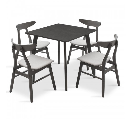 Tραπεζαρία Benson - Orlean σετ 5τμχ rustic grey - ύφασμα γκρι 80x80x75εκ Υλικό: RUBBER WOOD VENNER - FABRIC 200-000179 Tραπεζαρία Benson - Orlean σετ 5τμχ rustic grey - ύφασμα γκρι 80x80x75εκ Υλικό: RUBBER WOOD VENNER - FABRIC 200-000179
