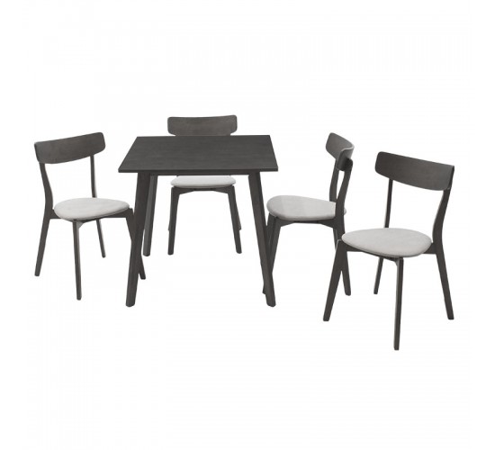 Tραπεζαρία Benson - Toto σετ 5τμχ rustic grey - ύφασμα grey 80x80x75εκ Υλικό: RUBBER WOOD VENNER - FABRIC 200-000181 Tραπεζαρία Benson - Toto σετ 5τμχ rustic grey - ύφασμα grey 80x80x75εκ Υλικό: RUBBER WOOD VENNER - FABRIC 200-000181