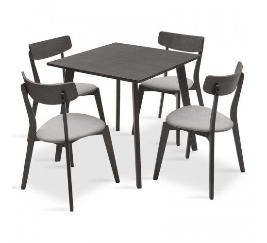 Tραπεζαρία Benson - Toto σετ 5τμχ rustic grey - ύφασμα grey 80x80x75εκ Υλικό: RUBBER WOOD VENNER - FABRIC 200-000181 Tραπεζαρία Benson - Toto σετ 5τμχ rustic grey - ύφασμα grey 80x80x75εκ Υλικό: RUBBER WOOD VENNER - FABRIC 200-000181