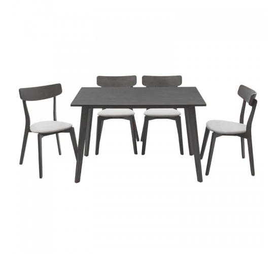 Tραπεζαρία Benson - Toto σετ 5τμχ rustic grey - ύφασμα γκρι 120x75x75εκ Υλικό: RUBBER WOOD VENNER - FABRIC 200-000187 Tραπεζαρία Benson - Toto σετ 5τμχ rustic grey - ύφασμα γκρι 120x75x75εκ Υλικό: RUBBER WOOD VENNER - FABRIC 200-000187