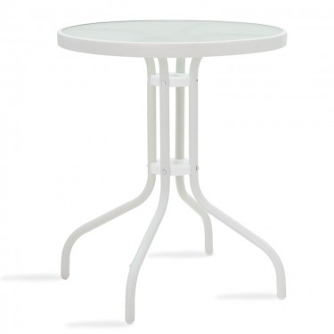 Τραπεζαρία Watson-Obbi σετ 3τεμ μέταλλο λευκό-γυαλί Φ60x70εκ Υλικό: PE RATTAN - METAL 24x0.8MM - GLASS 200-000299