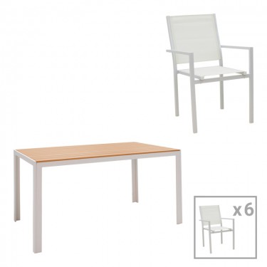 Τραπεζαρία Zacreta-Nares σετ 7τεμ αλουμίνιο-textilene σε λευκή απόχρωση Υλικό: METAL - PLYWOOD - TEXTILENE 200-000381