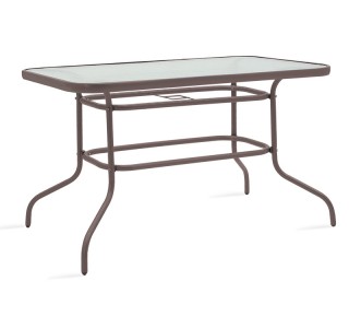 Τραπεζαρία Ensure-Calan σετ 7τεμ μέταλλο-textilene καφέ Υλικό: METAL 24x0.8MM - GLASS- TEXTILENE 200-000384