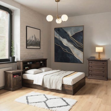 Σετ κρεβατοκάμαρας Mozart 3 τμχ 160x200εκ Υλικό: MDF & 3D PAPER LAMINATED WOOD 15 MM  & 50MM Frame thickness: 1.5 mm Lid thickness: 5 cm MDF & CLIPBOARD 16mm & 50mm WITH PAPER WOOD 200-000480