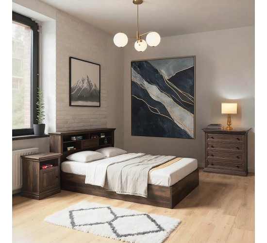 Σετ κρεβατοκάμαρας Mozart 3 τμχ 160x200εκ Υλικό: MDF & 3D PAPER LAMINATED WOOD 15 MM  & 50MM Frame thickness: 1.5 mm Lid thickness: 5 cm MDF & CLIPBOARD 16mm & 50mm WITH PAPER WOOD 200-000480