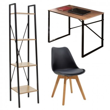 Φοιτητικό πακέτο επίπλων γραφείου Zayin-Ramon-Gaston I σετ 3 τμχ Υλικό: CHIPBOARD WITH MELAMINE COATING - PU-BEECH WOOD-METAL 200-000503