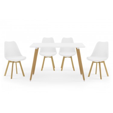 Tραπεζαρία Natali-Gaston σετ 5τμχ λευκό σε απόχρωση λευκό-φυσικό 120x80x73εκ Υλικό: MDF.FABRIC 200-000635