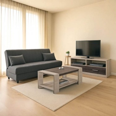 Φοιτητικό πακέτο επίπλων σαλονιού New Living σετ 3 τμχ Υλικό: CLIPBOARD 16mm & 2.5cm WITH 3D PAPER WOOD - PP - FABRIC - POPLAR WOOD 200-000669