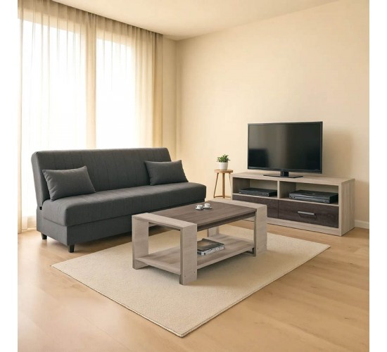 Φοιτητικό πακέτο επίπλων σαλονιού New Living σετ 3 τμχ Υλικό: CLIPBOARD 16mm & 2.5cm WITH 3D PAPER WOOD - PP - FABRIC - POPLAR WOOD 200-000669