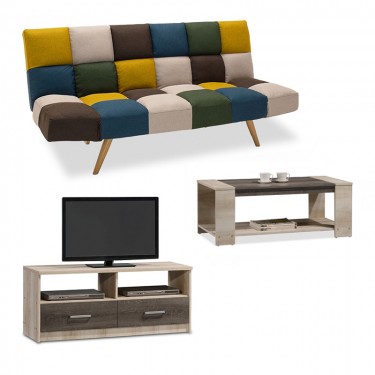 Φοιτητικό πακέτο επίπλων σαλονιού Lounge 3 σετ 3 τμχ Υλικό: CLIPBOARD 16mm & 18mm WITH PAPER WOOD 200-000731