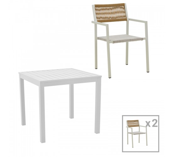 Τραπεζαρία Savor-Kliton σετ 3τεμ λευκό αλουμίνιο και rattan σε φυσικό χρώμα 80x80x74εκ Υλικό: ALUMINUM - PE RATTAN 200-000788 Τραπεζαρία Savor-Kliton σετ 3τεμ λευκό αλουμίνιο και rattan σε φυσικό χρώμα 80x80x74εκ Υλικό: ALUMINUM - PE RATTAN 200-000788