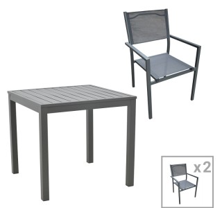 Τραπεζαρία Moly - Kliton Ι σετ 3τεμ ανθρακί αλουμίνιο και textilene σε ανθρακί απόχρωση 80x80x74εκ Υλικό: ALUMINUM - METAL - TEXTILENE 200-000816