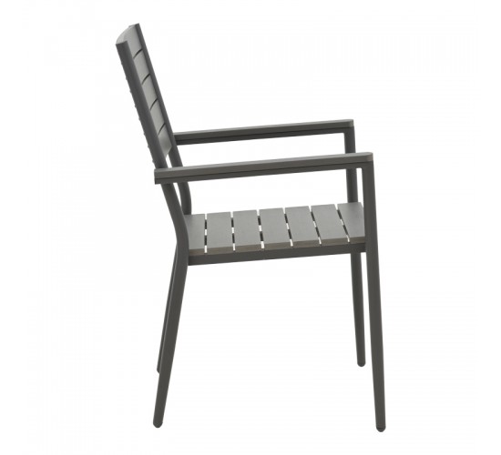 Τραπεζαρία Uplift-Kliton σετ 3τεμ ανθρακί αλουμίνιο και plywood σε γκρι απόχρωση 80x80x74εκ Υλικό: ALUMINUM - METAL - TEXTILENE 200-000818