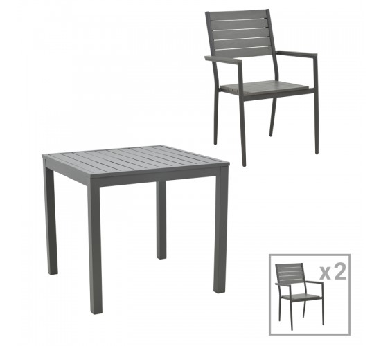 Τραπεζαρία Uplift-Kliton σετ 3τεμ ανθρακί αλουμίνιο και plywood σε γκρι απόχρωση 80x80x74εκ Υλικό: ALUMINUM - METAL - TEXTILENE 200-000818