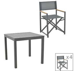 Τραπεζαρία Kliton-Mabu σετ 5τεμ αλουμίνιο σε ανθρακί απόχρωση 80x80x74εκ Υλικό: ALUMINUM 200-000852