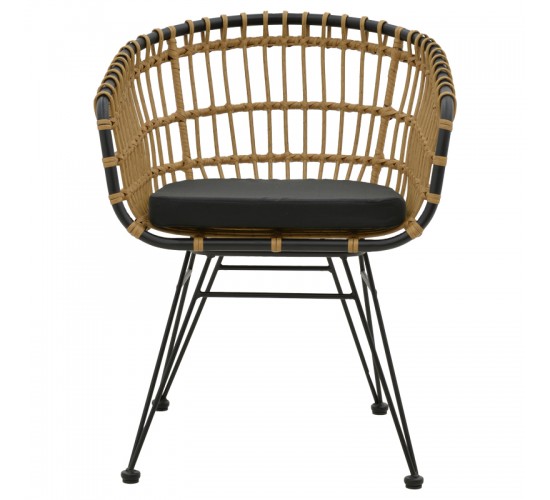 Τραπεζαρία Kliton-Naoki A σετ 3τεμ ανθρακί αλουμίνιο και μέταλλο σε μαύρη απόχρωση 80x80x74εκ Υλικό: ALUMINUM - PE RATTAN - METAL - FABRIC 200-000853