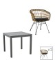 Τραπεζαρία Kliton-Naoki A σετ 3τεμ ανθρακί αλουμίνιο και μέταλλο σε μαύρη απόχρωση 80x80x74εκ Υλικό: ALUMINUM - PE RATTAN - METAL - FABRIC 200-000853