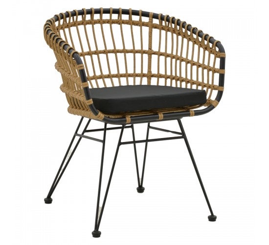 Τραπεζαρία Kliton-Naoki B σετ 5τεμ ανθρακί αλουμίνιο και μέταλλο σε μαύρη απόχρωση 80x80x74εκ Υλικό: ALUMINUM - PE RATTAN - METAL - FABRIC 200-000854