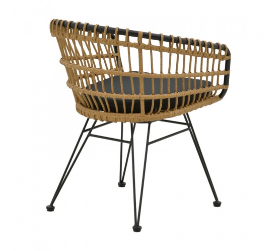 Τραπεζαρία Kliton-Naoki B σετ 5τεμ ανθρακί αλουμίνιο και μέταλλο σε μαύρη απόχρωση 80x80x74εκ Υλικό: ALUMINUM - PE RATTAN - METAL - FABRIC 200-000854