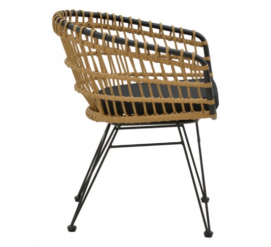 Τραπεζαρία Kliton-Naoki B σετ 5τεμ ανθρακί αλουμίνιο και μέταλλο σε μαύρη απόχρωση 80x80x74εκ Υλικό: ALUMINUM - PE RATTAN - METAL - FABRIC 200-000854