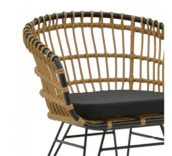 Τραπεζαρία Kliton-Naoki B σετ 5τεμ ανθρακί αλουμίνιο και μέταλλο σε μαύρη απόχρωση 80x80x74εκ Υλικό: ALUMINUM - PE RATTAN - METAL - FABRIC 200-000854