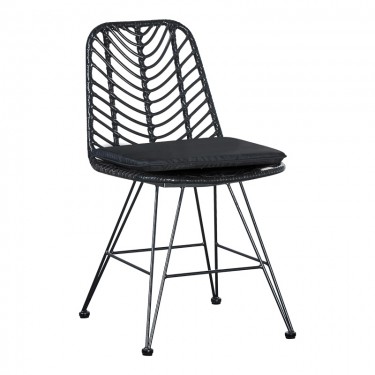 Τραπεζαρία Kliton-Naoki σετ 5τεμ ανθρακί αλουμίνιο και μέταλλο σε μαύρη απόχρωση 80x80x74εκ Υλικό: ALUMINUM - PE RATTAN - METAL - FABRIC 200-000856