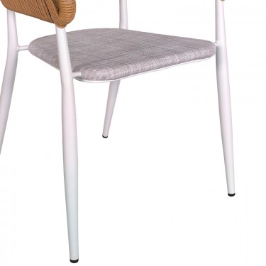 Τραπεζαρία Kliton-Raven σετ 7τεμ αλουμίνιο σε λευκή απόχρωση 150x80x74εκ Υλικό: ALUMINUM - RATTAN - TEXTILENE 200-000868