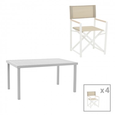 Τραπεζαρία Kliton-Mabu σετ 5τεμ αλουμίνιο σε λευκή απόχρωση 150x80x74εκ Υλικό: ALUMINUM 200-000871