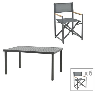 Τραπεζαρία Mabu-Kliton B σετ 7τεμ αλουμινίου σε ανθρακί απόχρωση 150x80x74εκ Υλικό: ALUMINUM 200-000880