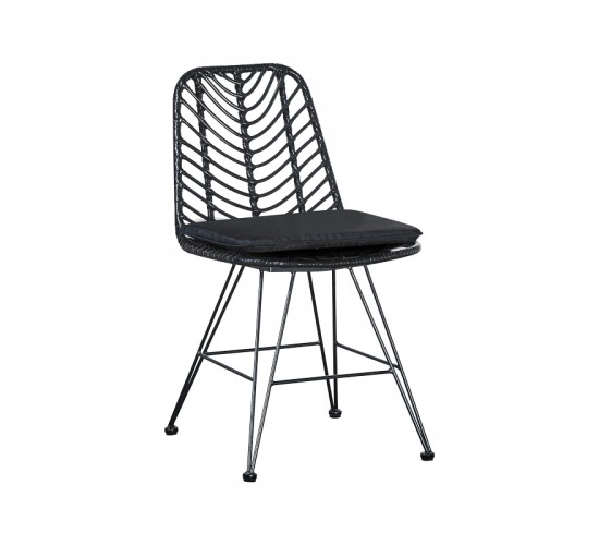 Τραπεζαρία Naoki-Kliton I σετ 5τεμ ανθρακί αλουμίνιο και pe rattan σε μαύρη απόχρωση 150x80x74εκ Υλικό: ALUMINUM - PE RATTAN - METAL - FABRIC 200-000883