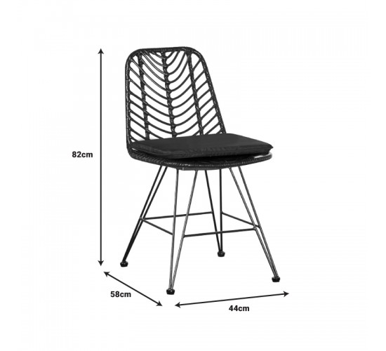 Τραπεζαρία Naoki-Kliton I σετ 5τεμ ανθρακί αλουμίνιο και pe rattan σε μαύρη απόχρωση 150x80x74εκ Υλικό: ALUMINUM - PE RATTAN - METAL - FABRIC 200-000883