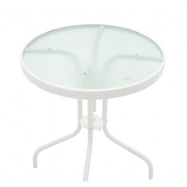 Τραπεζαρία Valor-Confidence B σετ 3τεμ μέταλλο σε λευκή απόχρωση Φ60x70εκ Υλικό: ALUMINUM - TEXTILENE - GLASS - METAL 200-000919