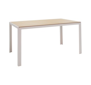 Τραπεζαρία Nares-Clutch A σετ 5τεμ λευκό αλουμίνιο και plywood σε φυσική απόχρωση 140x80x72.5εκ Υλικό: ALUMINUM - PE RATTAN - PLYWOOD 200-000926