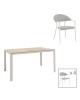 Τραπεζαρία Nares-Pino A σετ 5τεμ λευκό αλουμίνιο και plywood σε φυσική απόχρωση 140x80x72.5εκ Υλικό: ALUMINUM - PLYWOOD - TEXTILENE 200-000929